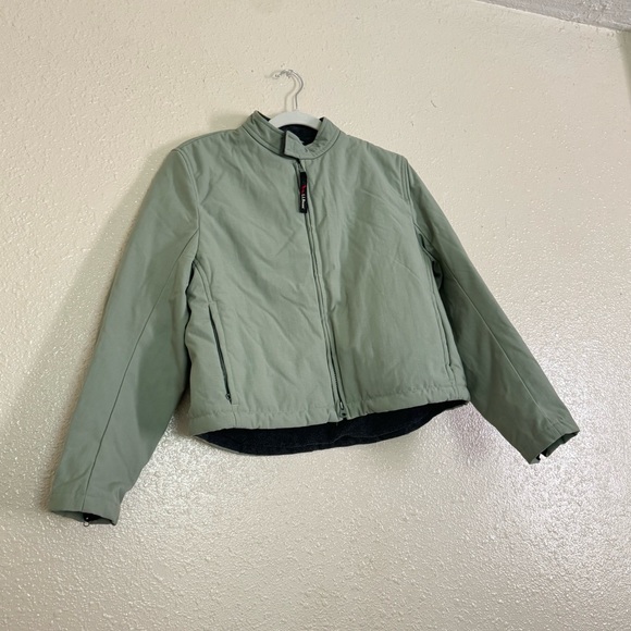 L.L. Bean Vintage Sage Green Cropped Canvas Fleece Lined Jacket - Picture 9 of 10